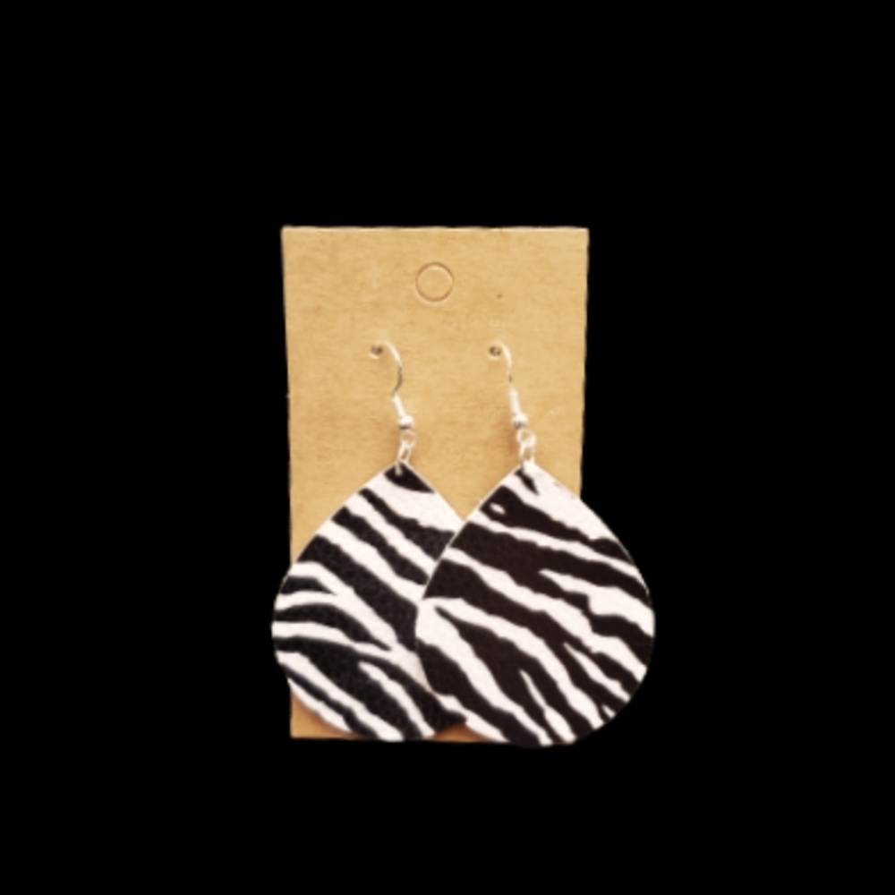 Zebra faux leather earrings